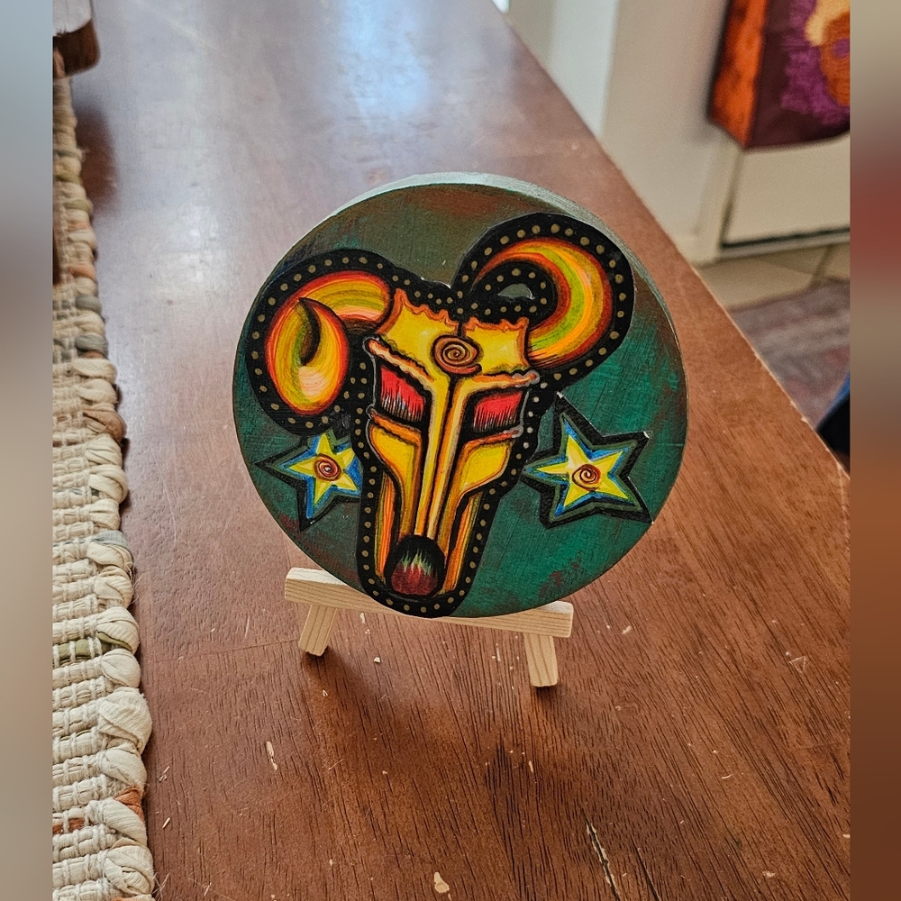 Original Art MexicArt Bull Skull Sugar Skulls